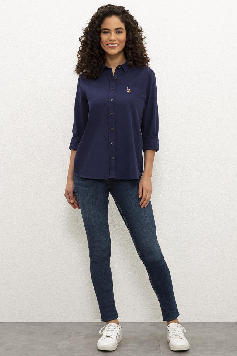 Kadın Lacivert Gömlek Uzunkol Basic - 50219042061