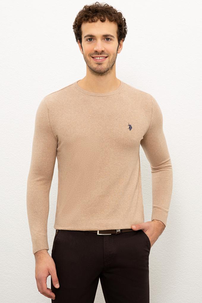 Erkek Kum Melanj Bisiklet Yaka Triko Kazak Basic