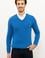 Erkek Kobalt V-Yaka Triko Kazak Basic