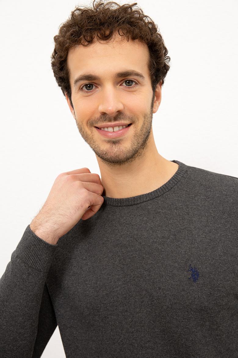 Erkek Antrasit Bisiklet Yaka Triko Kazak Basic - 50224730062