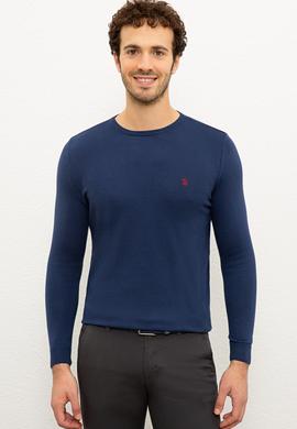 Erkek İndigo Bisiklet Yaka Triko Kazak Basic - 50224730071