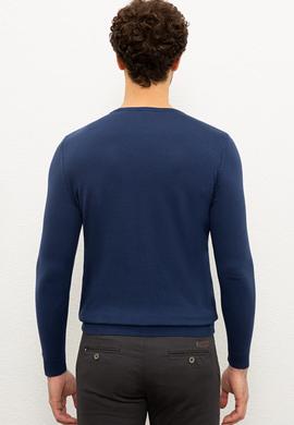 Erkek İndigo Bisiklet Yaka Triko Kazak Basic - 50224730071