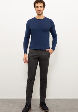 Erkek İndigo Bisiklet Yaka Triko Kazak Basic - 50224730071