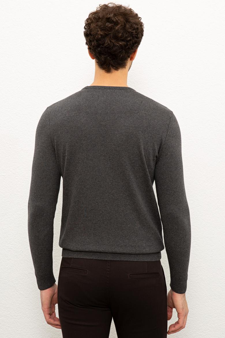 Erkek Antrasit Bisiklet Yaka Triko Kazak Basic - 50224730062