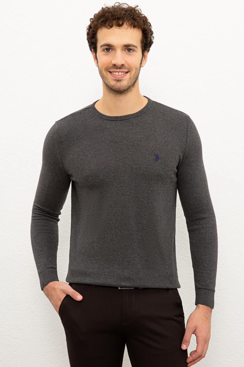 Erkek Antrasit Bisiklet Yaka Triko Kazak Basic