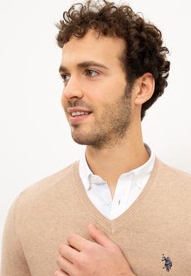 Erkek Kum Melanj V-Yaka Triko Kazak Basic - 50224729032