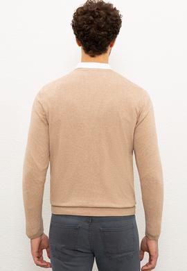 Erkek Kum Melanj V-Yaka Triko Kazak Basic - 50224729032