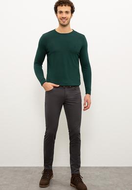 Erkek Koyu Yeşil Bisiklet Yaka Triko Kazak Basic - 50224730008