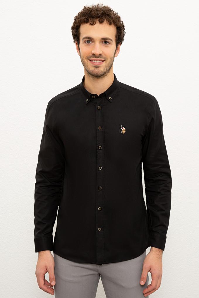 Erkek Siyah Gömlek Uzunkol Basic