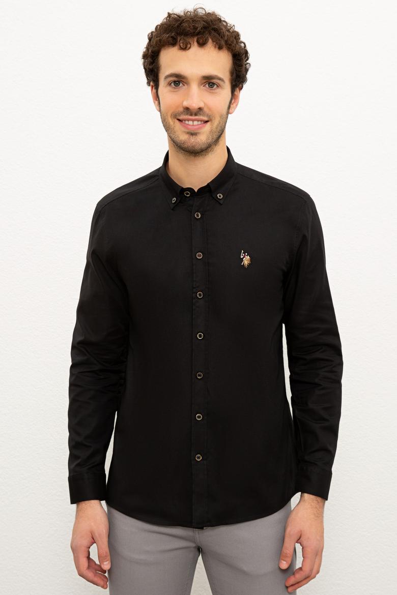Erkek Siyah Gömlek Uzunkol Basic