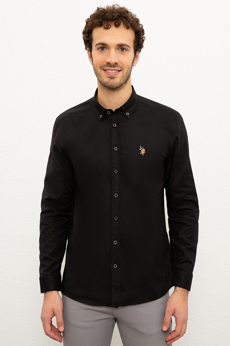 Erkek Siyah Gömlek Uzunkol Basic
