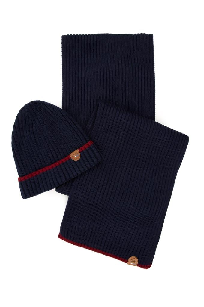 Erkek Lacivert Kaşkol Bere Takım