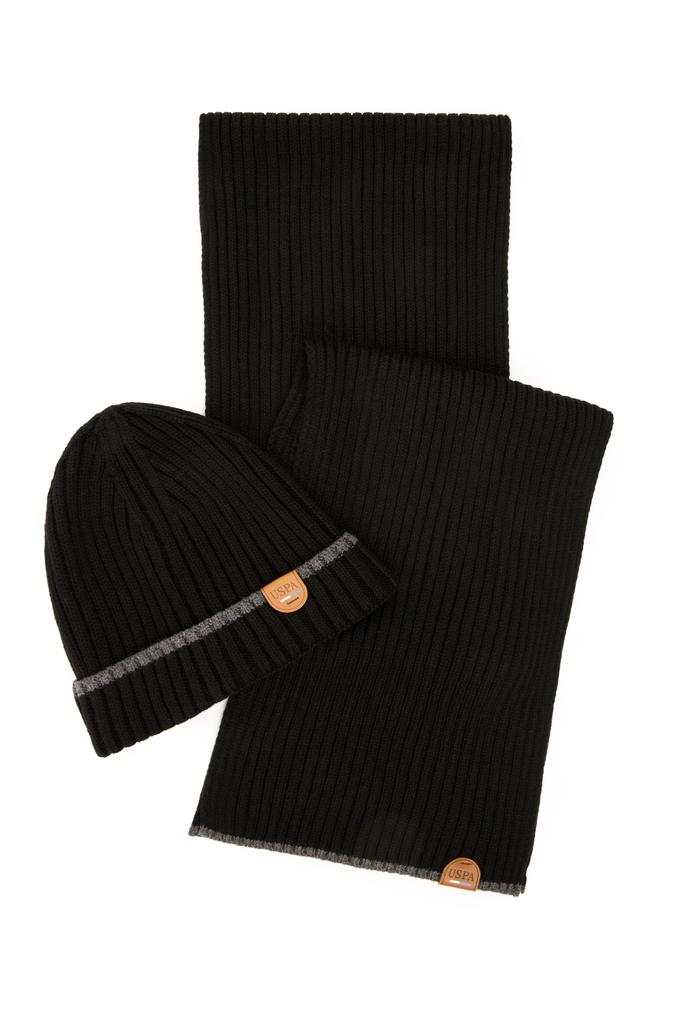 Erkek Siyah Kaşkol Bere Takım