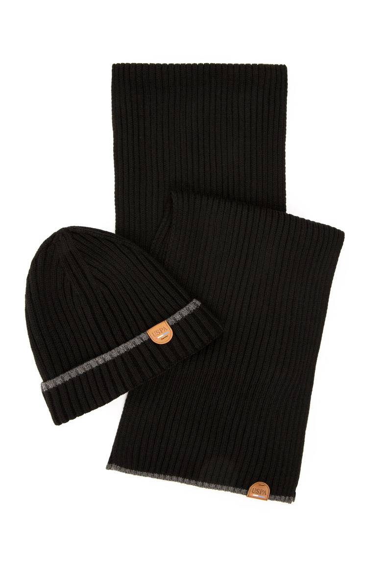 Erkek Siyah Kaşkol Bere Takım