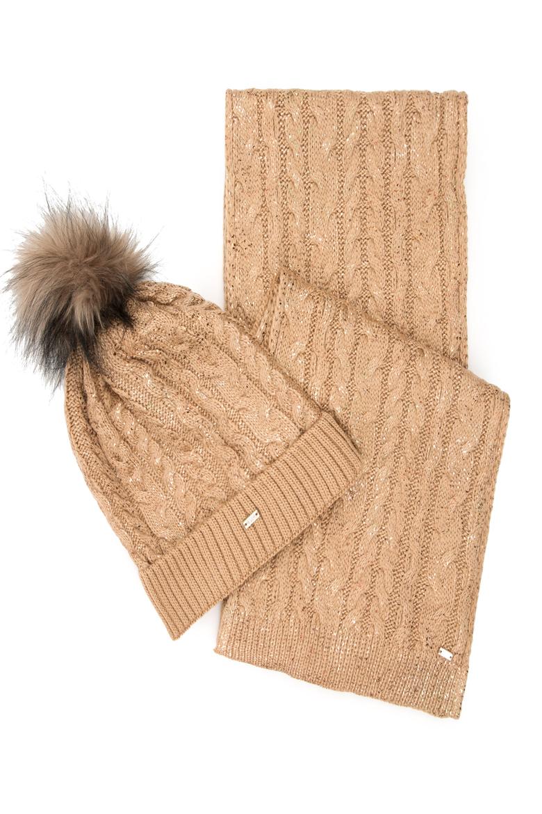 Kadın Camel Melanj Kaşkol Bere Takım