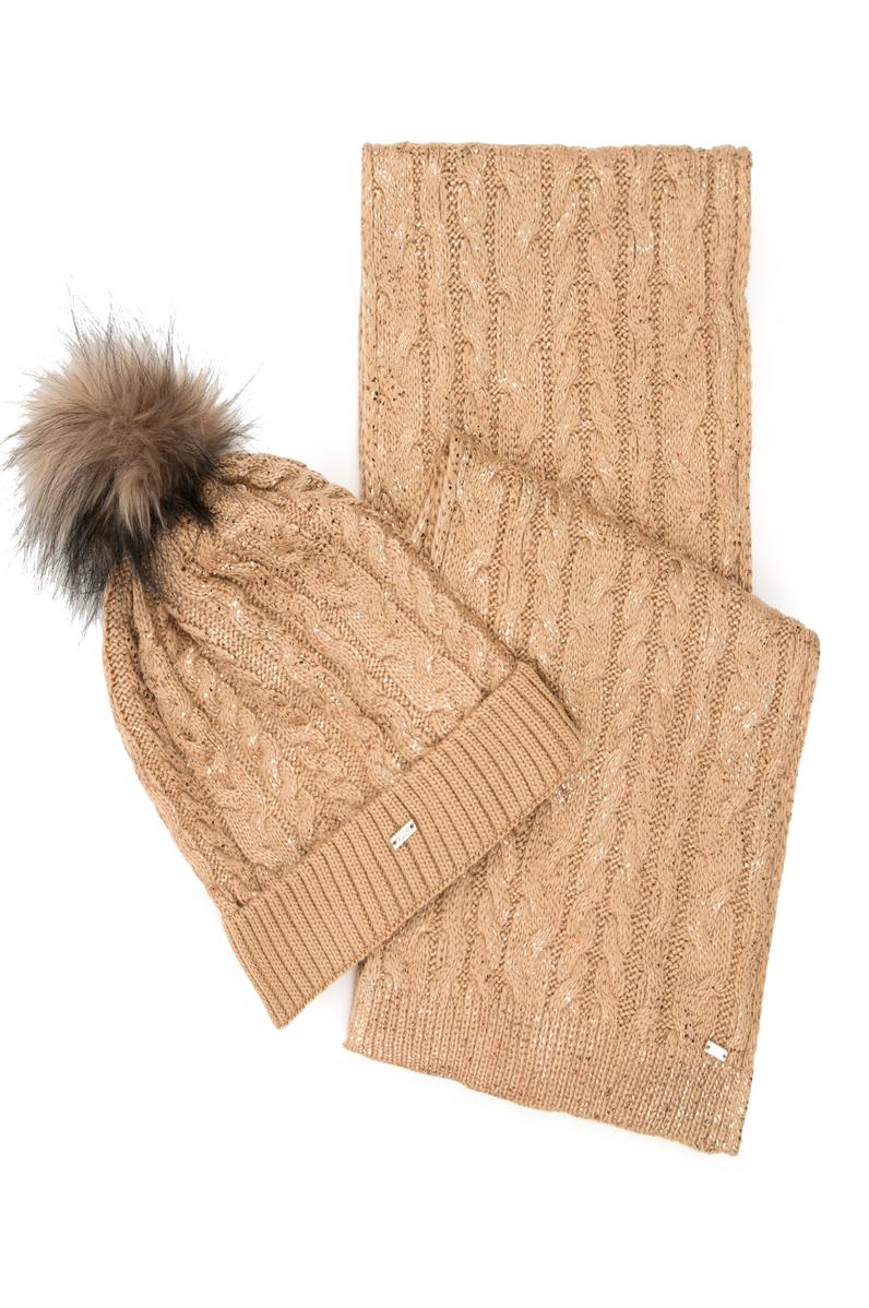 Kadın Camel Melanj Kaşkol Bere Takım