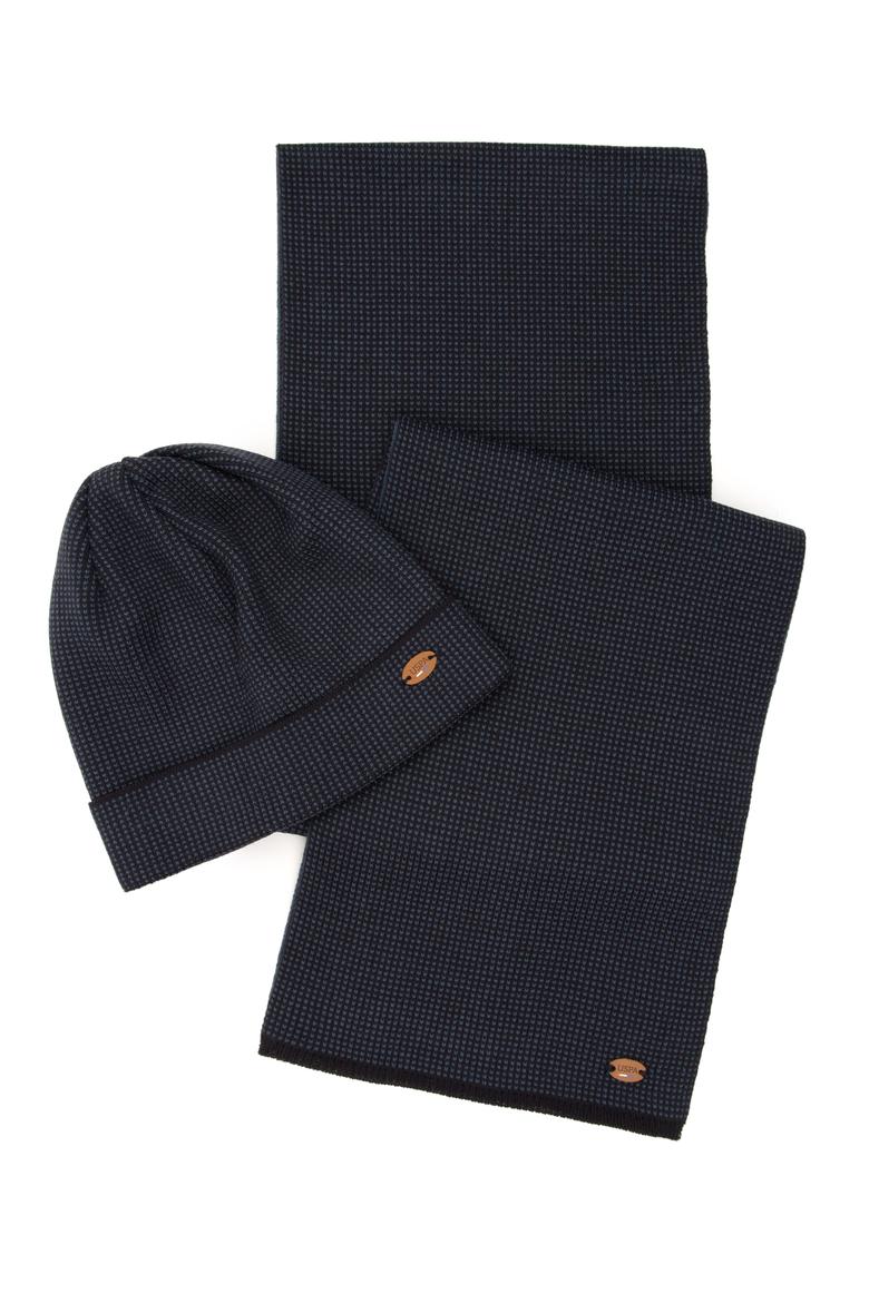 Erkek Lacivert Kaşkol Bere Takım