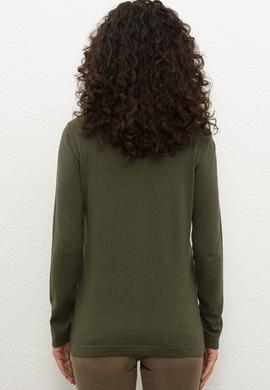 Kadın Haki Melanj Basic Triko Hırka - 50224700079