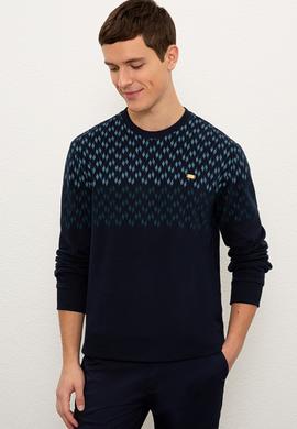 Erkek Lacivert Bisiklet Yaka Sweatshirt - 50225398021