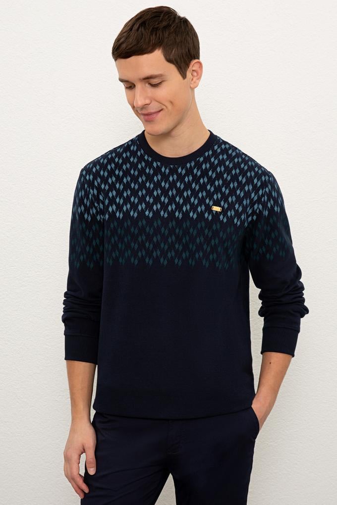 Erkek Lacivert Bisiklet Yaka Sweatshirt