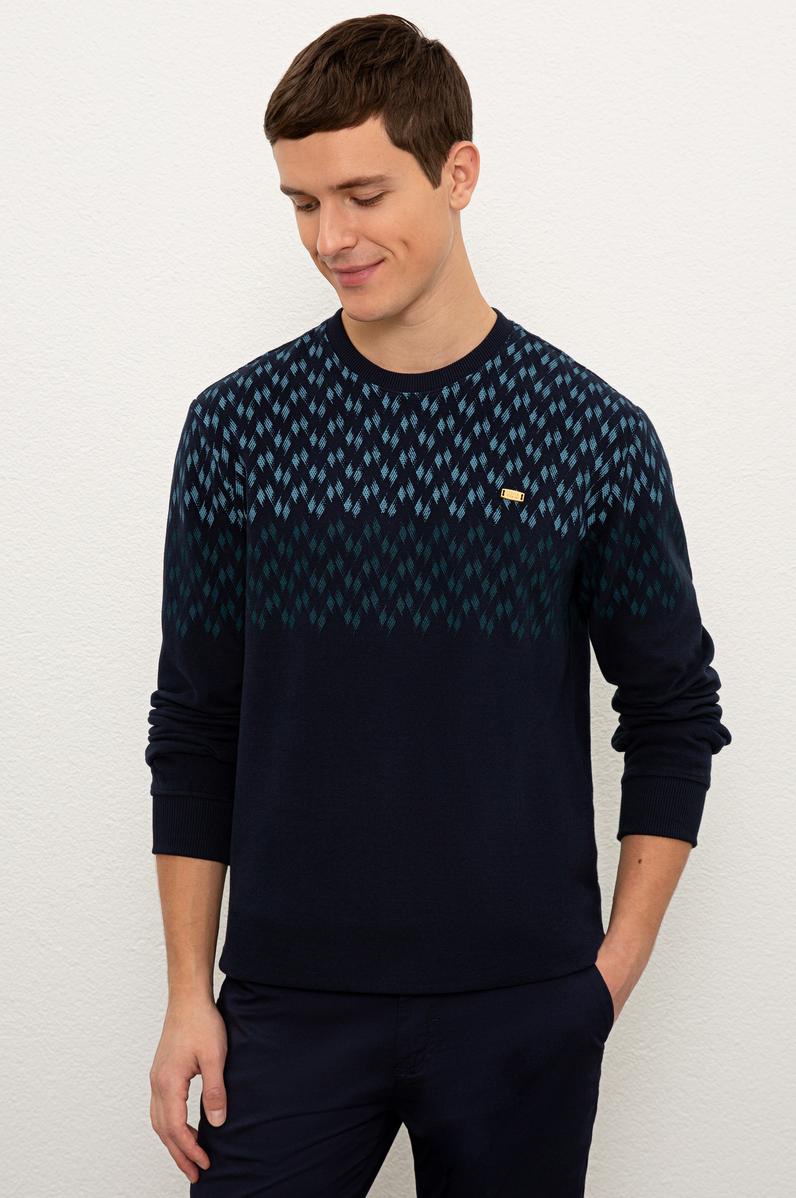 Erkek Lacivert Bisiklet Yaka Sweatshirt