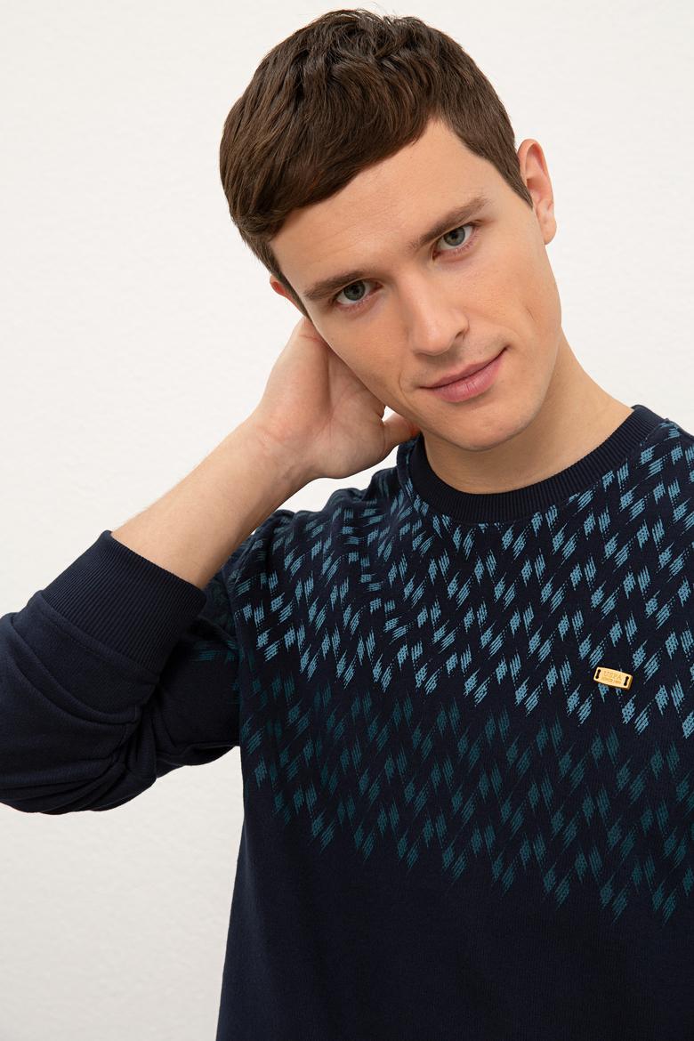 Erkek Lacivert Bisiklet Yaka Sweatshirt - 50225398021