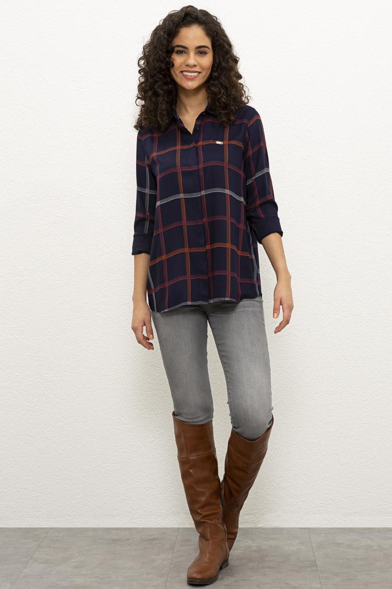 Kadın Lacivert Gömlek Uzunkol - 50226431006