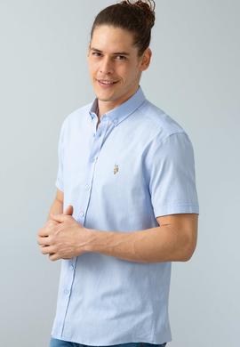 Erkek Mavi Kısa Kollu Gömlek - 50200063038