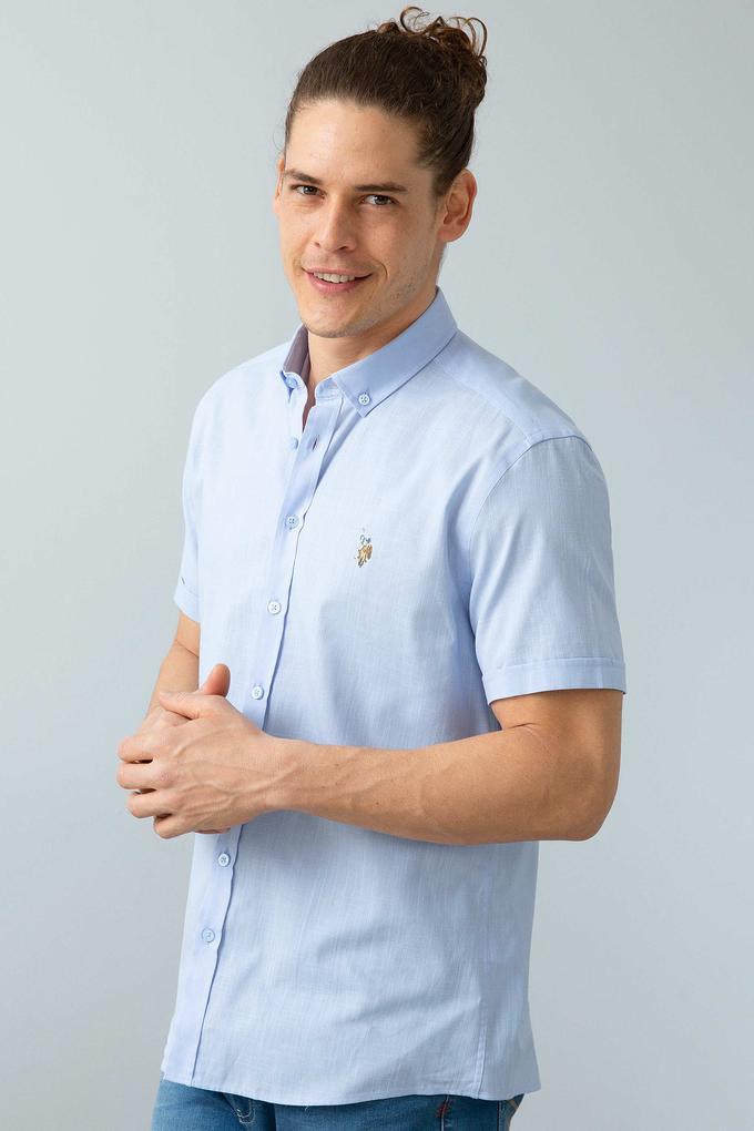 Erkek Mavi Kısa Kollu Gömlek