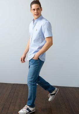 Erkek Mavi Kısa Kollu Gömlek - 50200063038