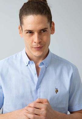 Erkek Mavi Kısa Kollu Gömlek - 50200063038