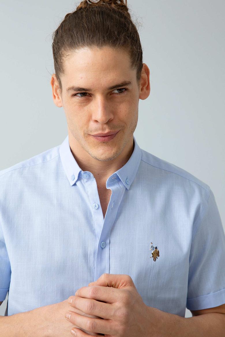 Erkek Mavi Kısa Kollu Gömlek - 50200063038