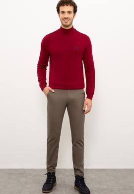 Erkek Bordo Balıkçı Yaka Triko Kazak Basic - 50224889019