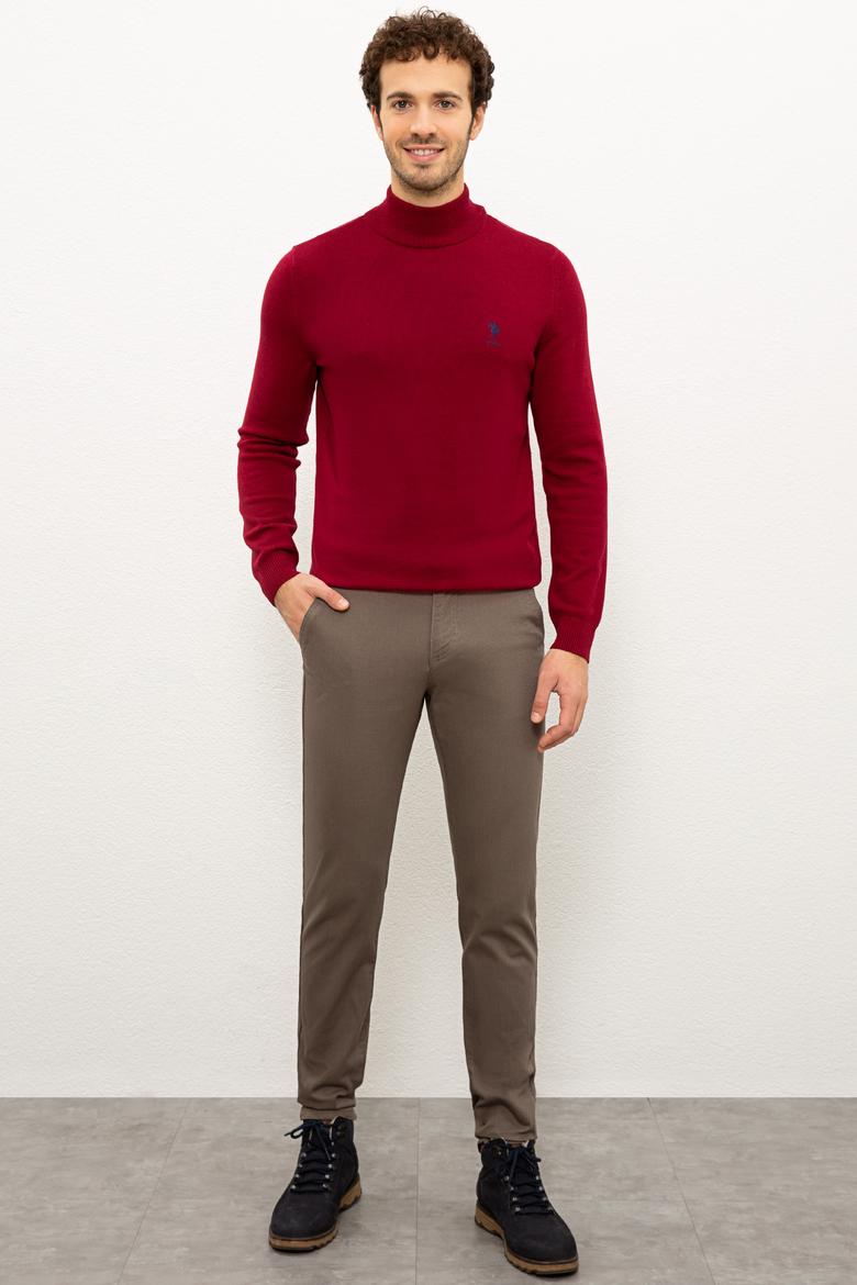 Erkek Bordo Balıkçı Yaka Triko Kazak Basic - 50224889019