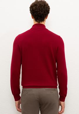 Erkek Bordo Balıkçı Yaka Triko Kazak Basic - 50224889019