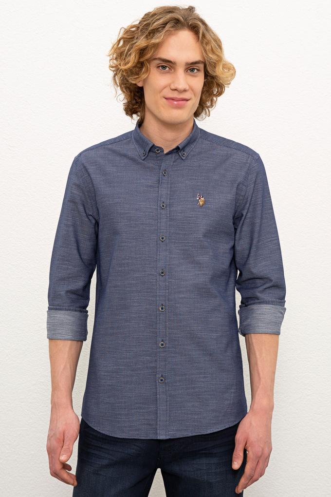 Erkek Lacivert Gömlek Uzunkol