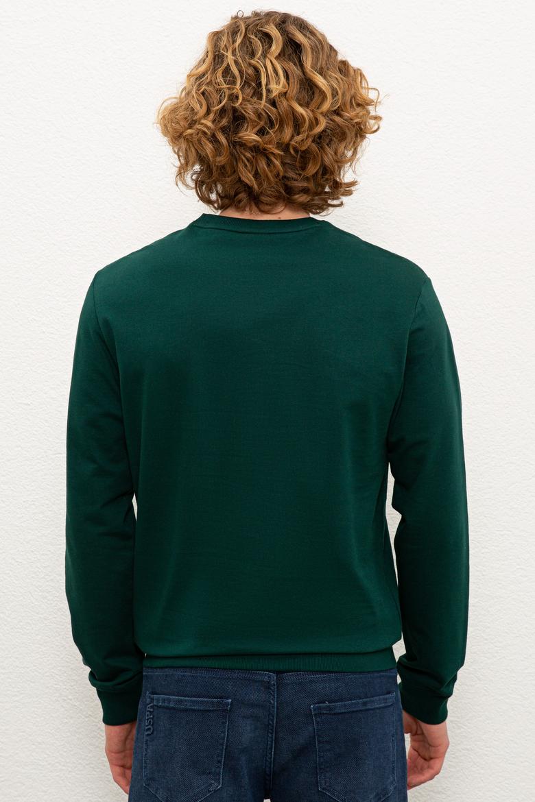 Erkek Koyu Yeşil Basic Sweatshirt - 50225478027