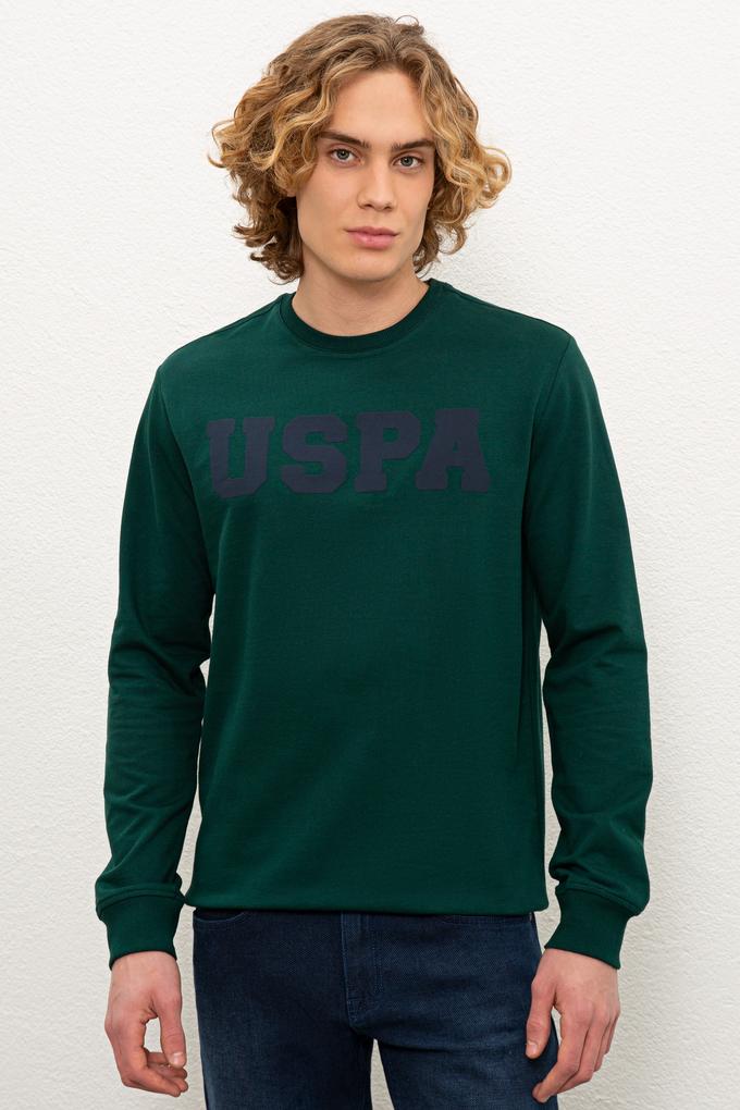 Erkek Koyu Yeşil Basic Sweatshirt