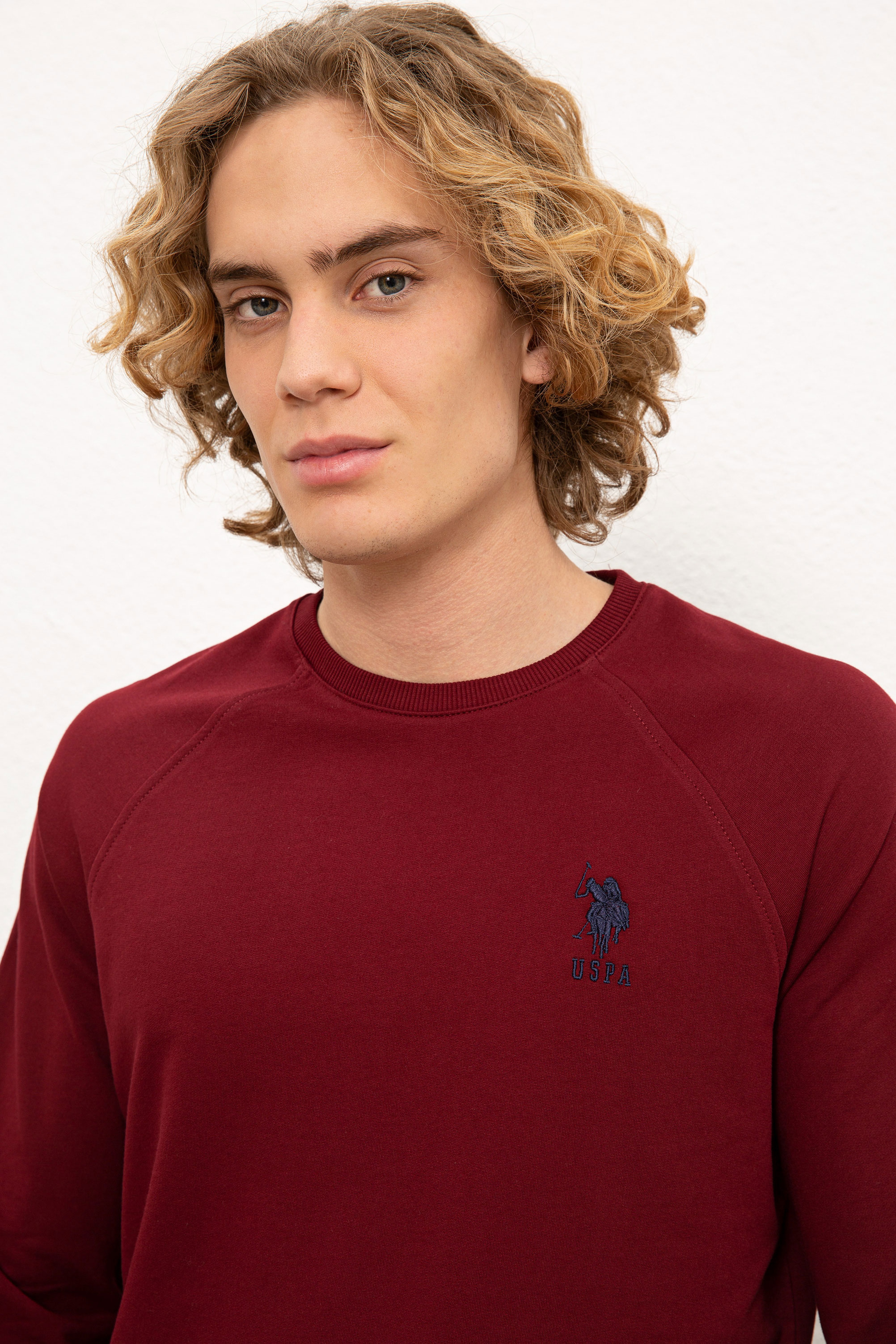 Erkek Bordo Basic Sweatshirt - Image 2