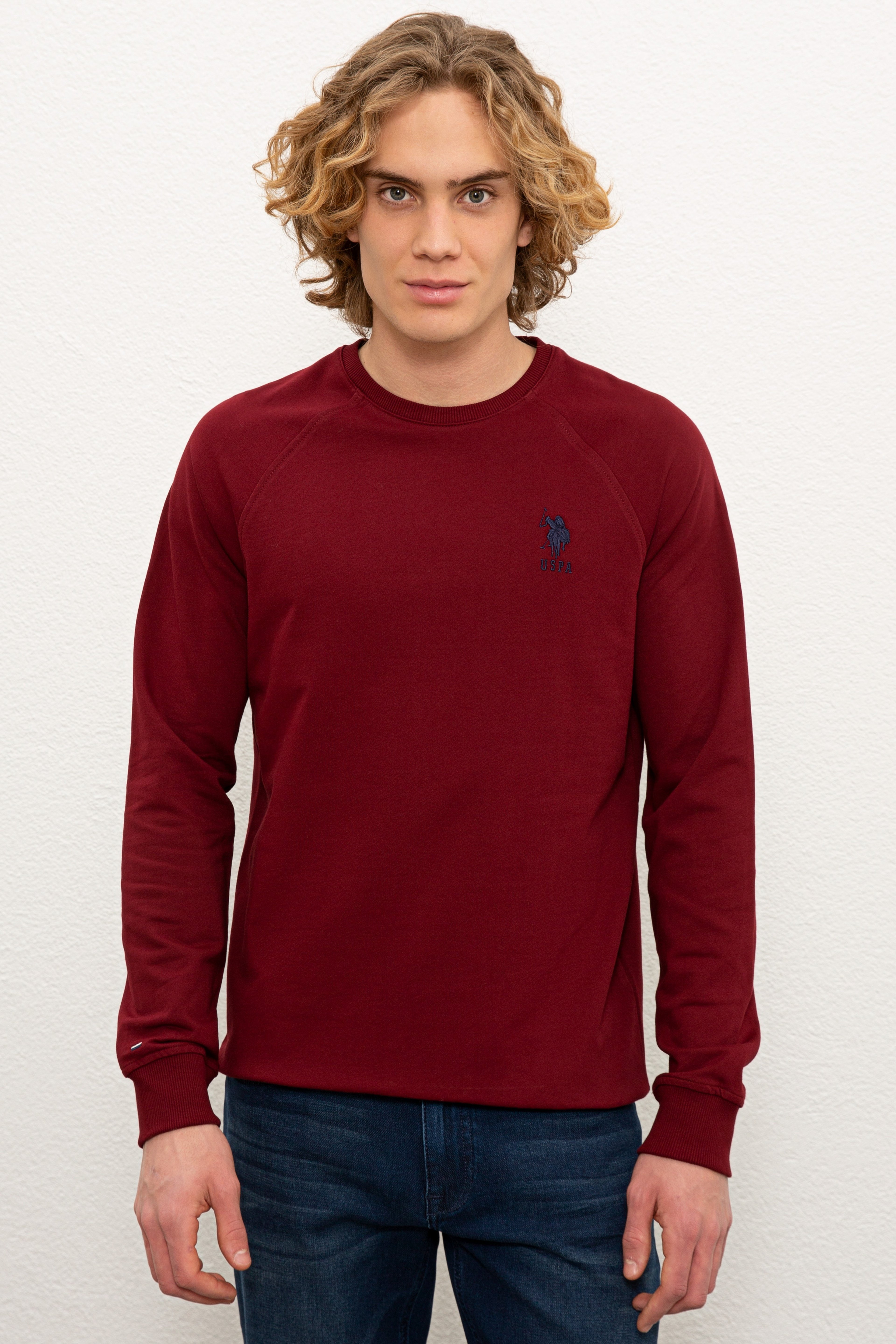 Erkek Bordo Basic Sweatshirt - Image 1