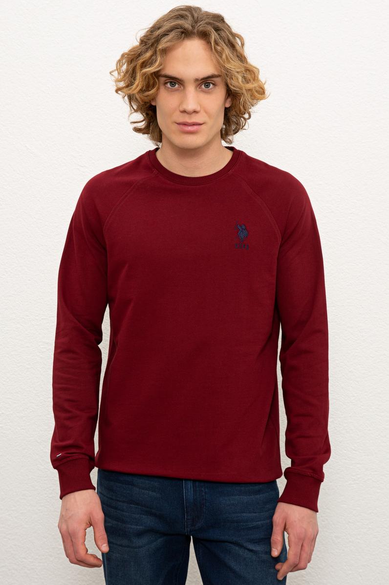 Erkek Bordo Basic Sweatshirt