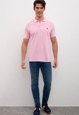 Erkek Açık Pembe Basic Tişört - 50217612358