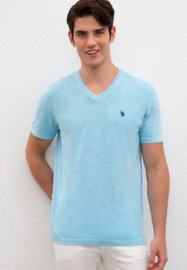 Erkek Turkuaz Basic Tişört - 50220581045