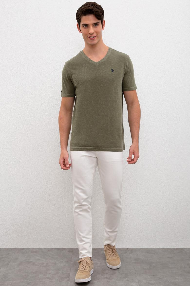 Erkek Koyu Haki Basic Tişört - 50220581067