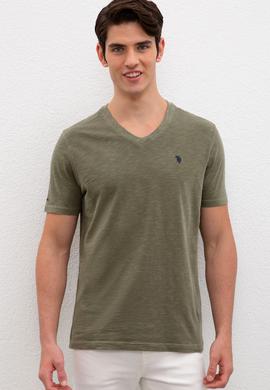 Erkek Koyu Haki Basic Tişört - 50220581067