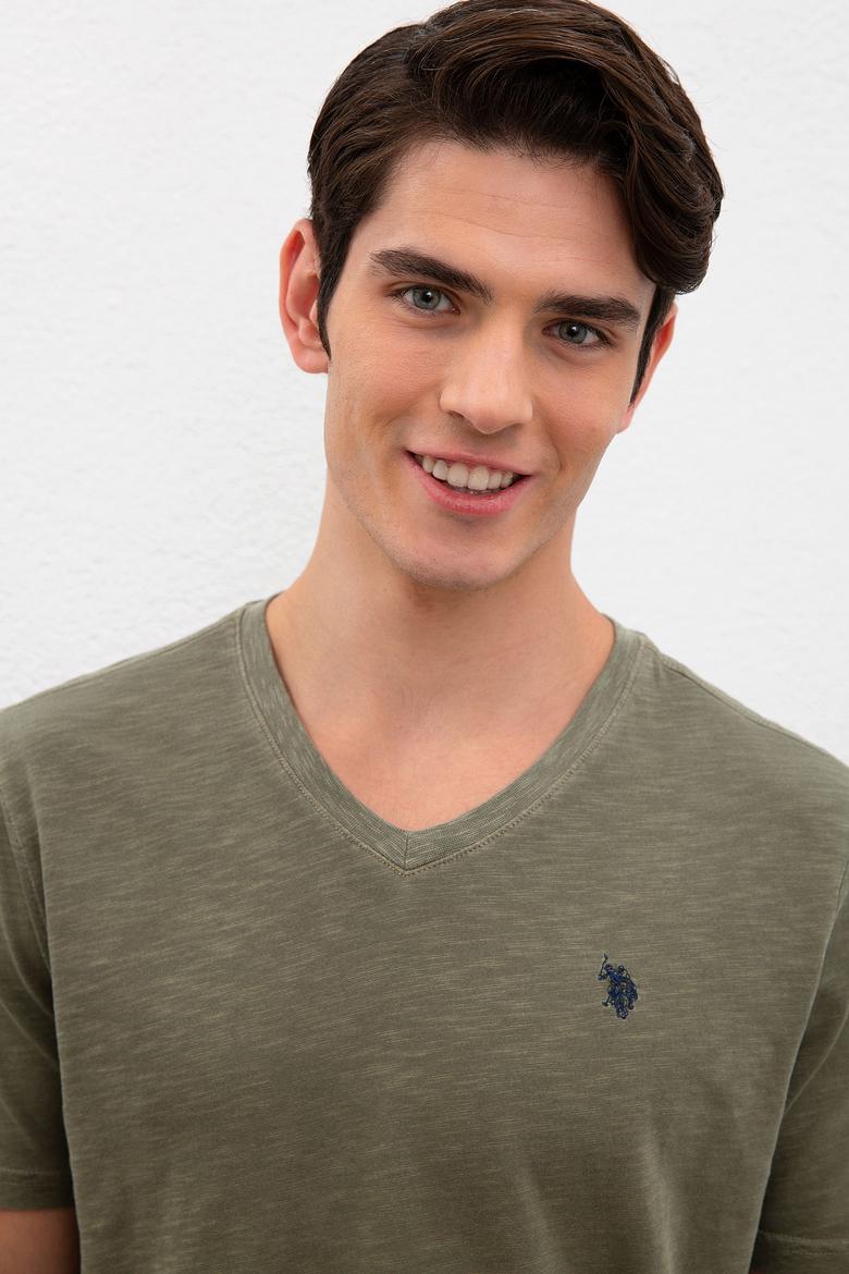 Erkek Koyu Haki Basic Tişört - 50220581067