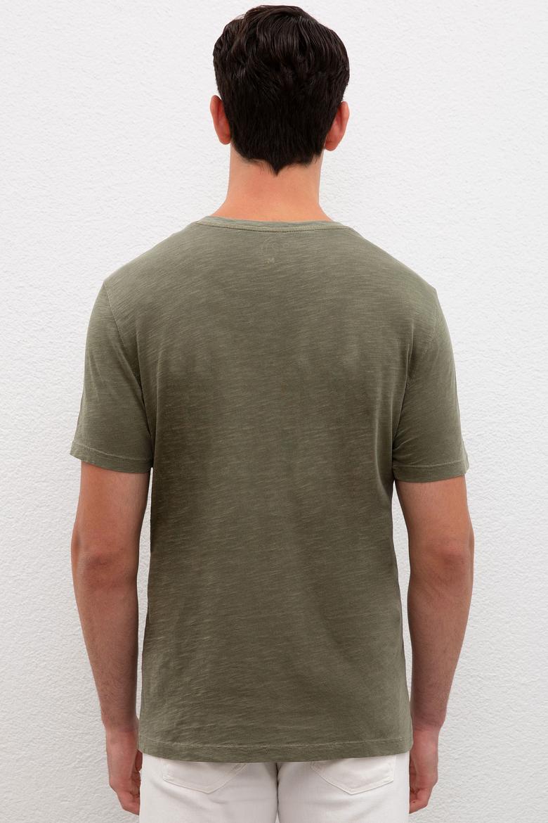 Erkek Koyu Haki Basic Tişört - 50220581067
