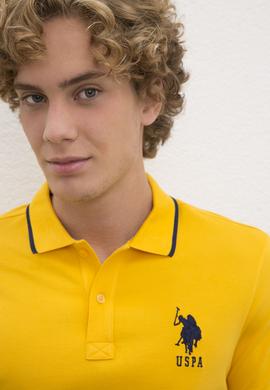 Erkek Koyu Sarı Polo Yaka Basic T-Shirt - 50222031004