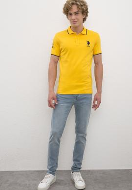 Erkek Koyu Sarı Polo Yaka Basic T-Shirt - 50222031004