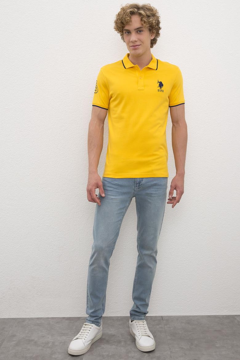 Erkek Koyu Sarı Polo Yaka Basic T-Shirt - 50222031004